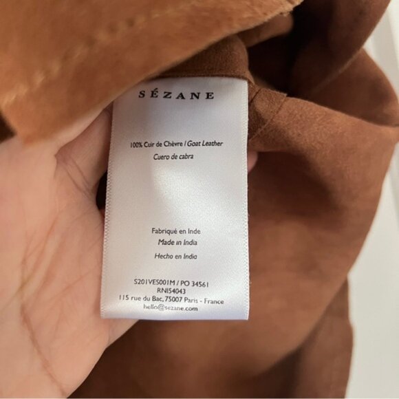 Sézane Will Suede Jacket Brown Tan Size S 100% Suede Classic Parisian Style - Picture 5 of 7